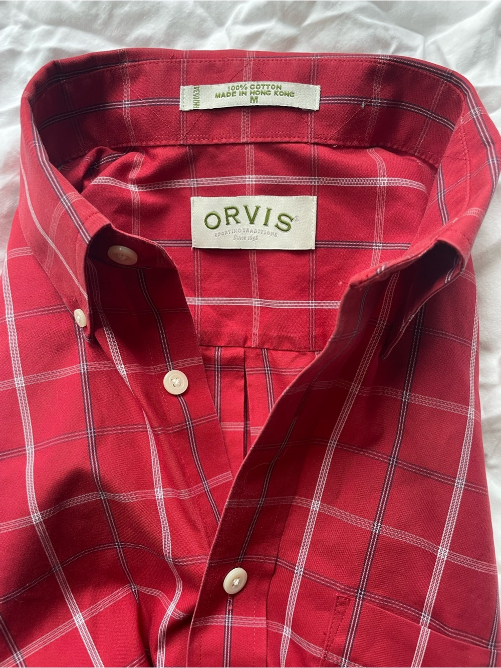 Orvis Men’s Cotton Red Plaid Button-Down Shirt 

M

EUC